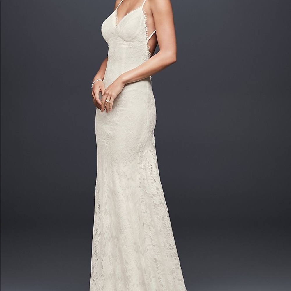 Ivory low cut back wedding dress
